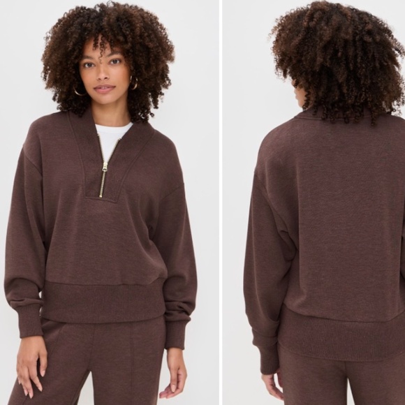 Varley Sally Half-Zip Sweat • Coffee Bean Marl • Size Small • NWT - Picture 6 of 9